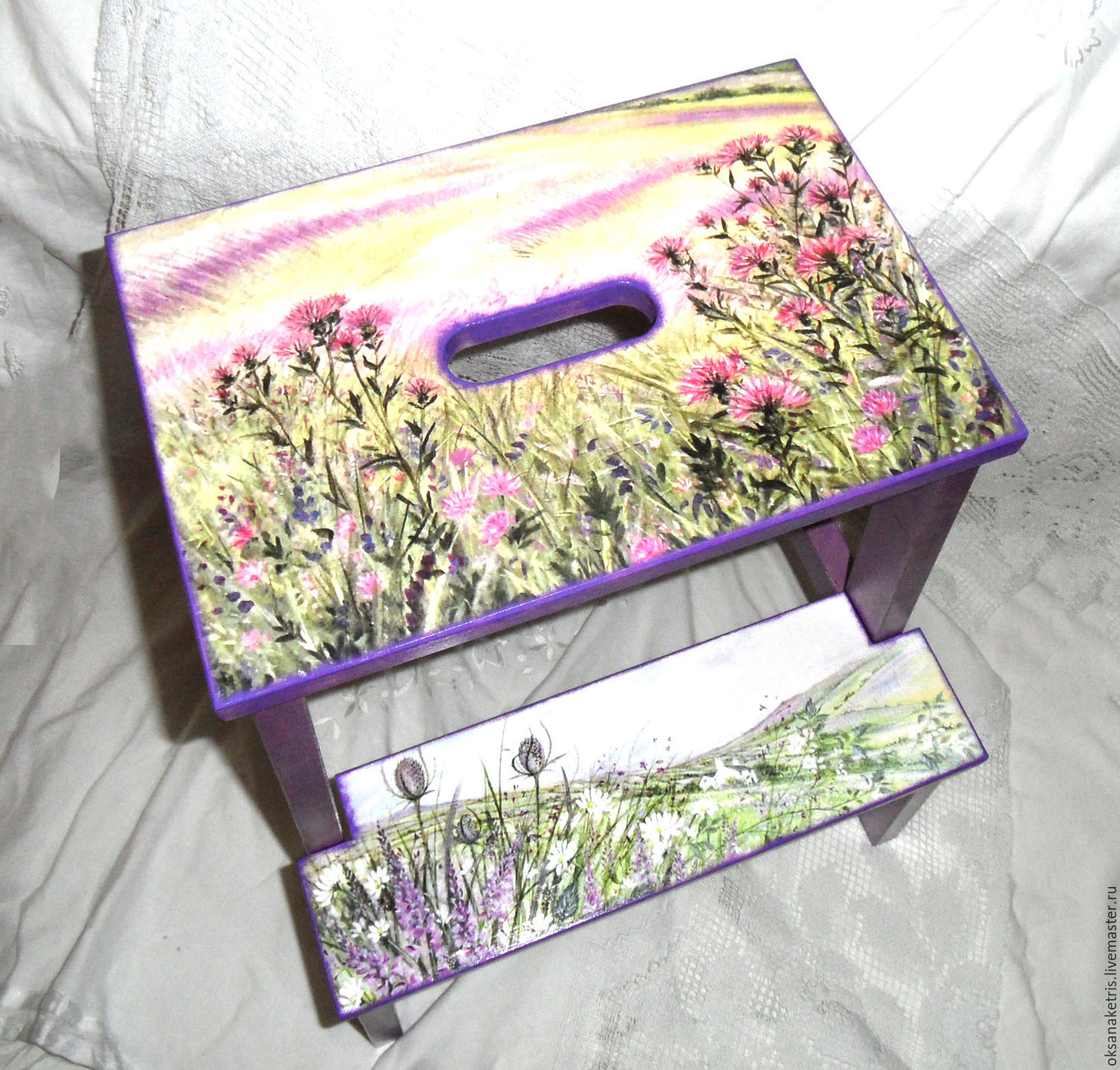 Купить Стремянка - табурет Цветы и колючки - лесенка, табурет ...