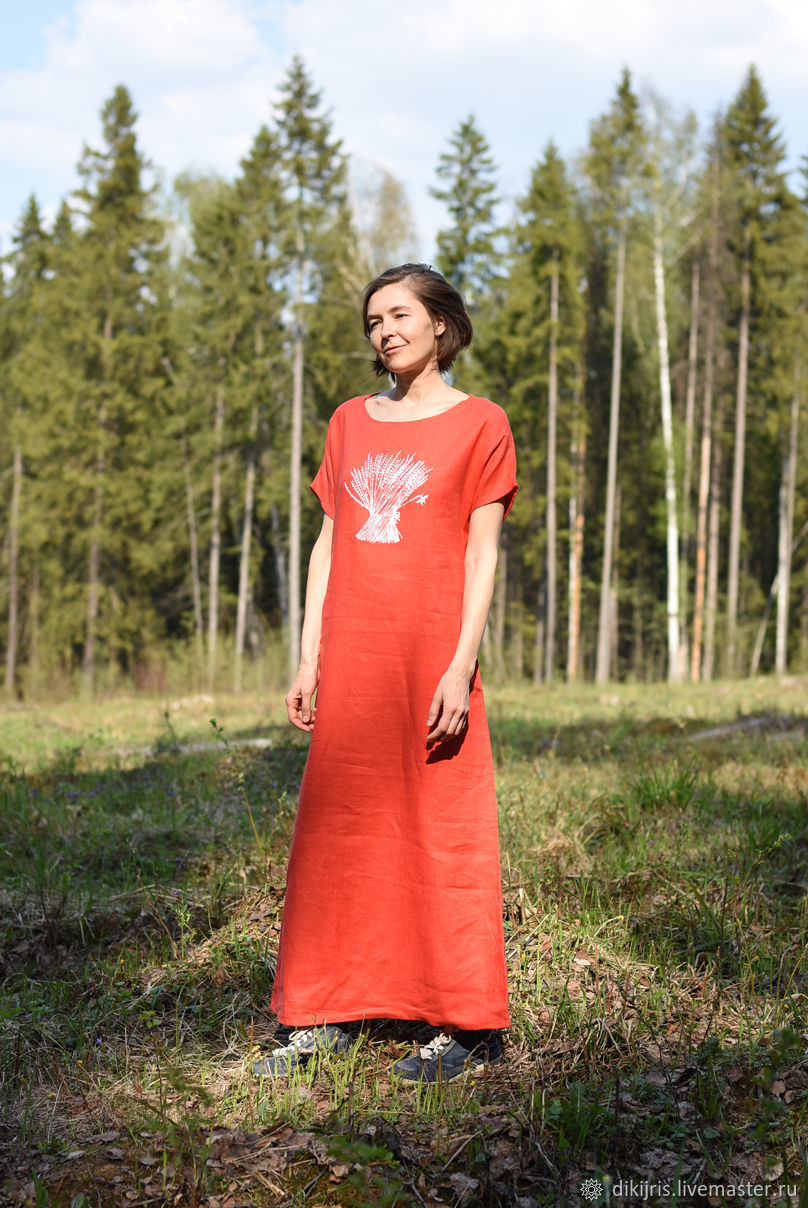 Красное Платье Из Льна