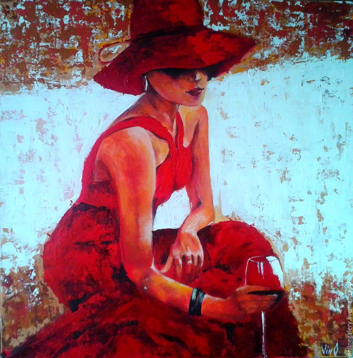 Картина Женщина В Красном Платье