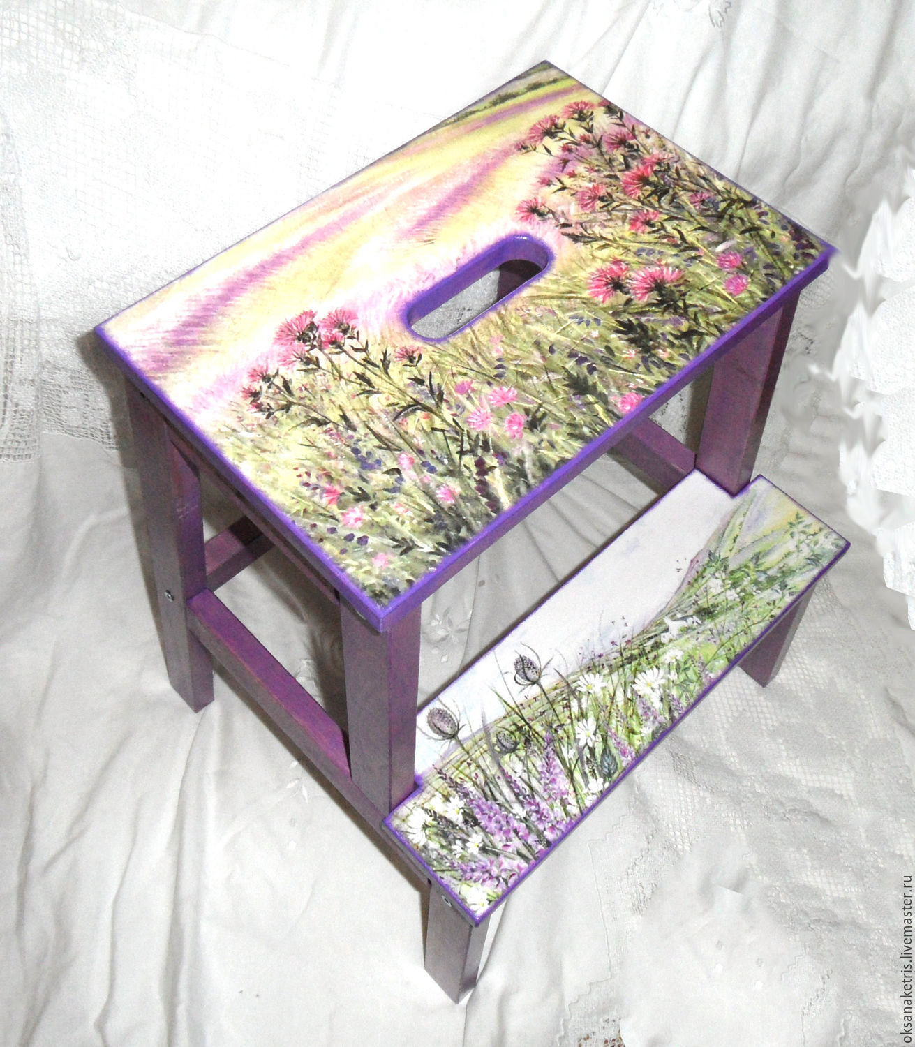 Купить Стремянка - табурет Цветы и колючки - лесенка, табурет ...