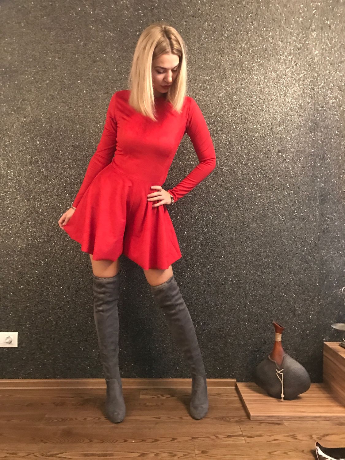 Красное Замшевое Платье