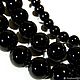 Agate black 8,10,12 mm smooth ball of 3 sizes. per piece, Beads1, Saratov,  Фото №1