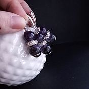 Украшения handmade. Livemaster - original item Earrings and pendant charoite and amethyst in silver with zircons. Handmade.