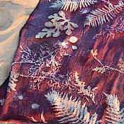 Платок "Нежность" с бахромой шелковый, эко-принт