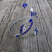 Украшения handmade. Livemaster - original item Blue wire wrap shoulder bracelet. Handmade.