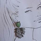 Украшения handmade. Livemaster - original item Stud earrings with Monstera Aventurine. Handmade.