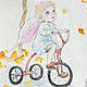 Angel and leaf Painting Watercolor 15h20. Pictures. KapustinaArt. Online shopping on My Livemaster.  Фото №2
