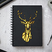 Канцелярские товары handmade. Livemaster - original item Wooden Notebook Polygonal Deer. Handmade.