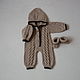 Order Beige romper with hood and booties. 4 children-baby. Livemaster. . Overall for children Фото №3