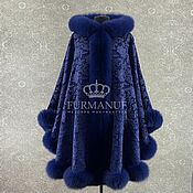 Одежда handmade. Livemaster - original item Lace velvet poncho sapphire color. Handmade.