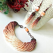 Украшения ручной работы. Ярмарка Мастеров - ручная работа Bracelet and earrings made of beads Ombre Jewelry Set. Handmade.