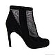 Elegant ankle boots made of suede and mesh in black colour, Vintage shoes, Nelidovo,  Фото №1