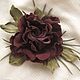 Leather flowers brooch hairpin flower MAROON ROSE Natural suede. Brooches. Irina Vladi. Online shopping on My Livemaster.  Фото №2
