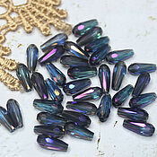 Материалы для творчества handmade. Livemaster - original item Beads Drops 9/4 mm Dark gray rainbow 1 piece Briolettes. Handmade.