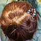 Hairpin-leaf with coral and howlite. Hairpin. Chezarr. Online shopping on My Livemaster.  Фото №2