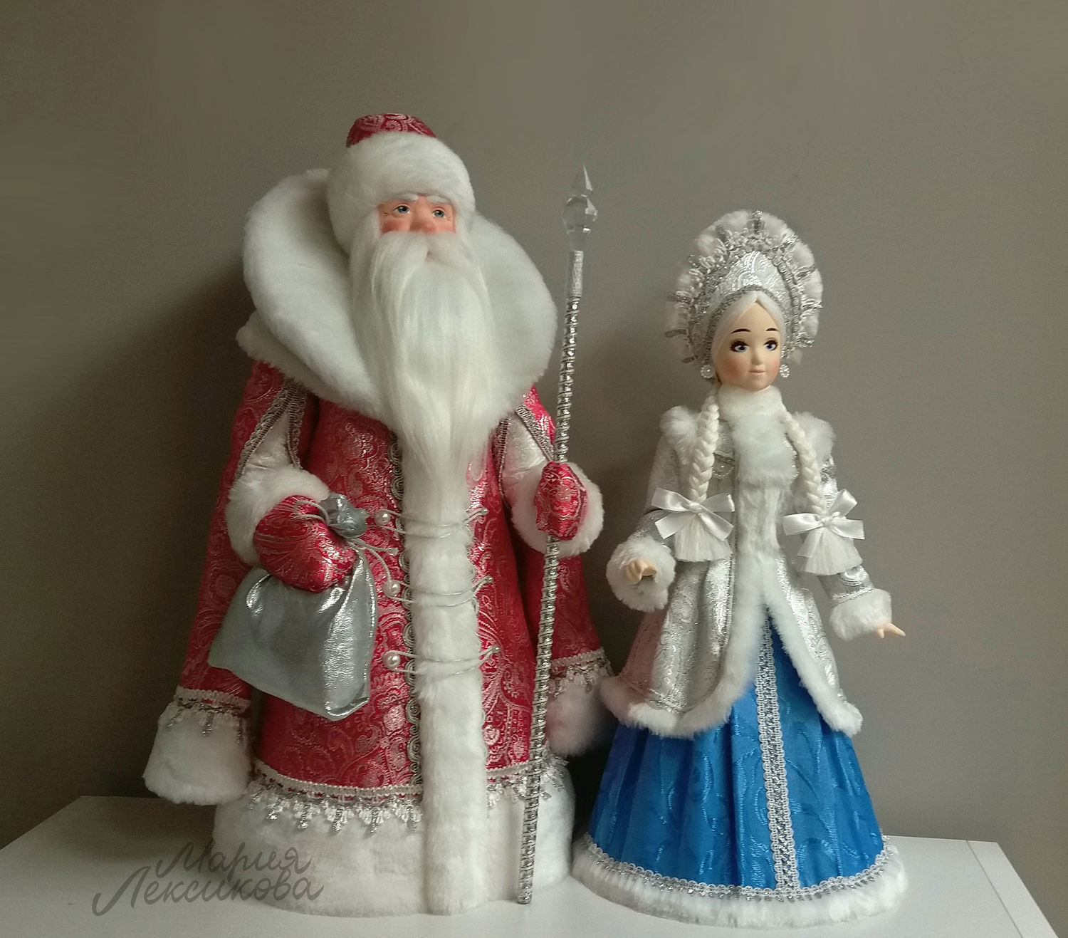 Новогодние игрушки из фетра «Дед мороз и Снегурочка»