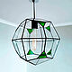 Подвесной геометрический светильник с зелеными гранями, Потолочные и подвесные светильники, Магнитогорск,  Фото №1