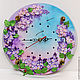 Wall clock embroidered with ribbons The charm of lilac, Watch, Kurgan,  Фото №1