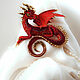 Dragon 'Aisha'. Brooch dragon. Red with gold. Brooches. master Alena Litvin. Online shopping on My Livemaster.  Фото №2