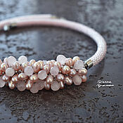 Украшения handmade. Livemaster - original item Pearl necklace made of natural pearls and rose quartz powder. Handmade.