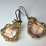 Украшения handmade. Livemaster - original item Pyramid earrings with rose quartz. Handmade.