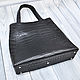 Shopper bag, made of genuine crocodile leather in black, Shopper, St. Petersburg,  Фото №1