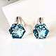Серьги KAL HEXAGON Swarovski 16 мм Aq. Серьги классические. Marea Crystal. Интернет-магазин Ярмарка Мастеров.  Фото №2