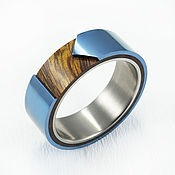 Украшения handmade. Livemaster - original item Blue titanium and iron wood ring. Handmade.