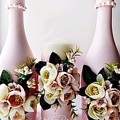 Свадебные бокалы"Влюбленая пара"бирюзово-розовые