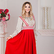 Dress linen Pure field MIDI Coney in Russian style