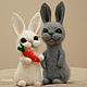 Bunnies (composition of wool, felted toys), Felted Toy, Arkhangelsk,  Фото №1