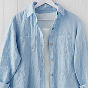 Одежда handmade. Livemaster - original item Women`s shirt made of blue linen. Handmade.