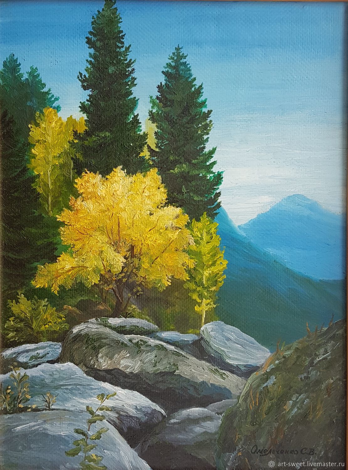 Картина горы пейзаж горный Алтай осень дерево – заказать на Ярмарке  Мастеров – JPOAWRU | Картины, Лянтор
