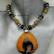Украшения handmade. Livemaster - original item Set Orange summer. Agate Jadeite Necklace Earrings. Handmade.