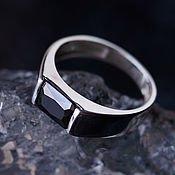 Украшения handmade. Livemaster - original item Silver signet ring with black cubic zirconia, Unisex. Handmade.
