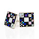 CUFFLINKS - Checkerboard mosaic. Lapis Lazuli, Charoite, Mother Of Pearl, Turquoise, Cuff Links, Moscow,  Фото №1