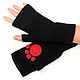 Fingerless gloves with paws Kitty knitted womens short, Mitts, Orenburg,  Фото №1