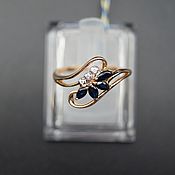Украшения handmade. Livemaster - original item 585 gold ring with sapphire and diamonds. Handmade.