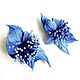 Elegant brooch flower made of leather blue sky blue with stamens. Brooches. De-Si-Re. My Livemaster. Фото №4