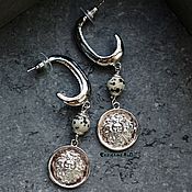 Украшения handmade. Livemaster - original item Stylish silver-plated earrings with coins 