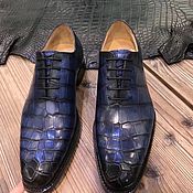 Обувь ручной работы handmade. Livemaster - original item crocodile leather oxfords in dark blue.. Handmade.