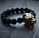 Bracelet made of lava with bronze bear, Bead bracelet, Volgograd,  Фото №1