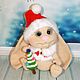 Christmas Bunny. Rabbit knitted. A gift for the New year, Stuffed Toys, Kandalaksha,  Фото №1