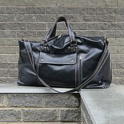 Сумки и аксессуары handmade. Livemaster - original item Men`s travel bag WEST EAST maxi genuine leather black. Handmade.