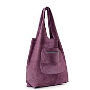 Сумки и аксессуары handmade. Livemaster - original item Purple Bag Package T-shirt Suede Leather Bag Large String Bag Shopper. Handmade.
