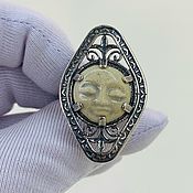 Украшения handmade. Livemaster - original item Ring with ceramic face. Silver plated.. Handmade.
