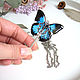 Order Transparent Pendant Key Black Blue Butterfly Vintage Key on a Chain 2. WonderLand. Livemaster. . Pendants Фото №3