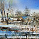 Order Watercolor painting Spring Bashkir village Spring landscape with houses. Pictures for the soul (RozaSavinova). Livemaster. . Pictures Фото №3