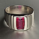 Men's ring with natural ruby 1,56 ct 925 silver, handmade, Rings, Moscow,  Фото №1