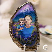 Картины и панно handmade. Livemaster - original item Portrait by photo on agate in the technique of lacquer miniature. Handmade.